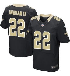 Nike Saints #22 Mark Ingram II Black Team Color Mens Stitched NFL Elite Jersey
