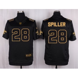 Nike Saints #28 C J  Spiller Black Mens Stitched NFL Elite Pro Line Gold Collection Jersey