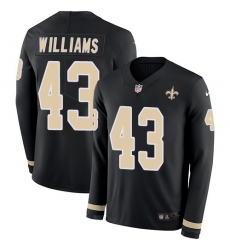 Nike Saints #43 Marcus Williams Black Team Color Men Stitched NFL Limited Therma Long Sleeve Jersey