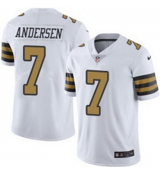Nike Saints #7 Morten Andersen White Mens Stitched NFL Limited Rush Jersey