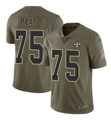 Nike Saints #75 Andrus Peat Olive Mens Stitched NFL Limited 2017 Salute To Service Jersey
