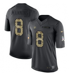 Nike Saints #8 Archie Manning Black Mens Stitched NFL Limited 2016 Salute To Service Jersey