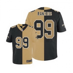 Nike Saints #99 Sheldon Rankins Black Gold Mens Stitched NFL Elite Split Jersey