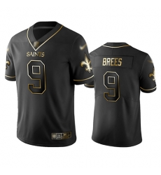 Saints 9 Drew Brees Black Men Stitched Football Limited Golden Edition Jersey