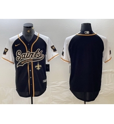 men new orleans saints blank black white 1987 legacy cool base stitched baseball jersey II