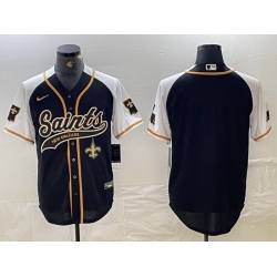 men new orleans saints blank black white 1987 legacy cool base stitched baseball jersey II