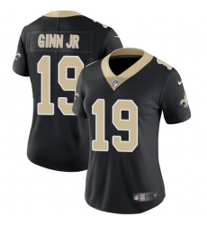 Nike Saints #19 Ted Ginn Jr Black Team Color Womens Stitched NFL Vapor Untouchable Limited Jersey
