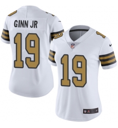 Nike Saints #19 Ted Ginn Jr White Womens Stitched NFL Limited Rush Jersey