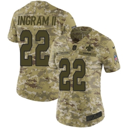 Nike Saints #22 Mark Ingram II Camo Women Stitched NFL Limited 2018 Salute to Service Jersey