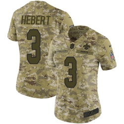 Nike Saints #3 Bobby Hebert Camo Women Stitched NFL Limited 2018 Salute to Service Jersey
