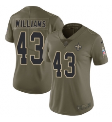 Nike Saints #43 Marcus Williams Olive Womens Stitched NFL Limited 2017 Salute to Service Jersey