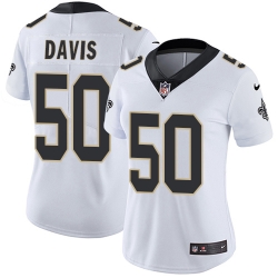 Nike Saints #50 DeMario Davis White Womens Stitched NFL Vapor Untouchable Limited Jersey