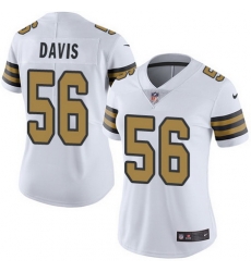 Nike Saints #56 DeMario Davis White Womens Stitched NFL Limited Rush Jersey