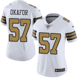 Nike Saints #57 Alex Okafor White Womens Stitched NFL Limited Rush Jersey