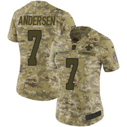 Nike Saints #7 Morten Andersen Camo Women Stitched NFL Limited 2018 Salute to Service Jersey
