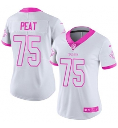Nike Saints #75 Andrus Peat White Pink Womens Stitched NFL Limited Rush Fashion Jersey