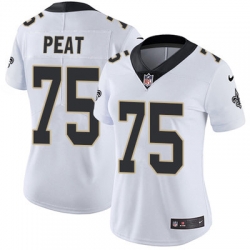 Nike Saints #75 Andrus Peat White Womens Stitched NFL Vapor Untouchable Limited Jersey