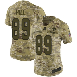 Nike Saints #89 Josh Hill Camo Women Stitched NFL Limited 2018 Salute to Service Jersey