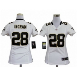 Nike Women New Orleans Saints #28 Mark Ingram White Jerseys