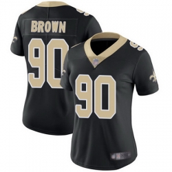 Saints 90 Malcom Brown Black Team Color Womens Stitched Football Vapor Untouchable Limited Jersey