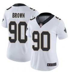 Saints 90 Malcom Brown White Womens Stitched Football Vapor Untouchable Limited Jersey