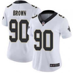 Saints 90 Malcom Brown White Womens Stitched Football Vapor Untouchable Limited Jersey
