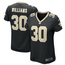 Women New Orleans Saints 30 Jamaal Williams Black Stitched Game Jersey