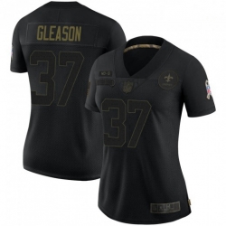 Women New Orleans Saints 37 Steve Gleason Black 2020 Salute To Service Limited Jersey