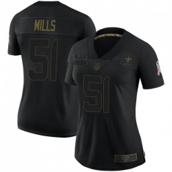 Women New Orleans Saints 51 Sam Mills Black Salute To Service Limited Jersey