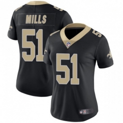 Women New Orleans Saints 51 Sam Mills Black Vapor Untouchable Limited Jersey