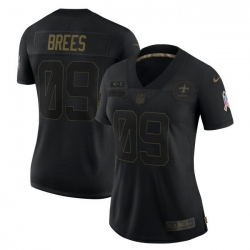 Women New Orleans Saints 9 Drew Brees Black Salute To Service Limited Jersey
