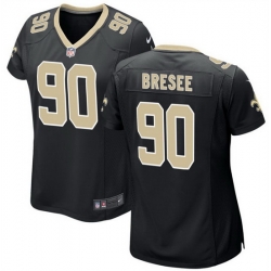 Women New Orleans Saints 90 Bryan Bresee Black 2023 Draft Stitched Game Jersey