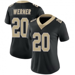 Women New Orleans Saints Pete Werner #20 Black Vapor Limited Stitched NFL Jersey