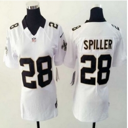 Women New Saints #28 C.J. Spiller White Stitched NFL Elite Jersey