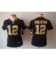 Women Nike New Orleans Saints #12 Marques Colston Black Game LIMITED Nike NFL Jerseys