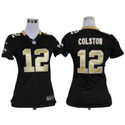 Women Nike New Orleans Saints #12 Marques Colston Black Jerseys