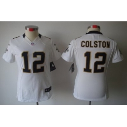 Women Nike New Orleans Saints #12 Marques Colston White Game LIMITED Nike NFL Jerseys