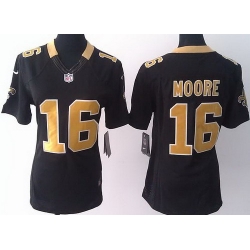 Women Nike New Orleans Saints 16 Lance Moore Black LIMITED Jerseys