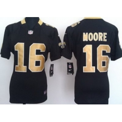 Women Nike New Orleans Saints 16 Lance Moore Black Nike NFL Jersey