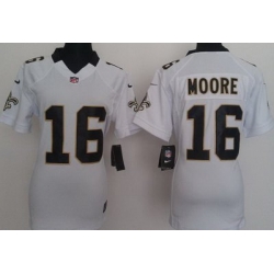 Women Nike New Orleans Saints 16 Lance Moore White Nike NFL Jersey