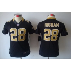 Women Nike New Orleans Saints 28# Ingram Black[Women's NIKE LIMITED Jersey]