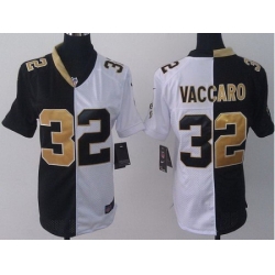 Women Nike New Orleans Saints 32 Kenny Vaccaro Black White Split NFL Jerseys
