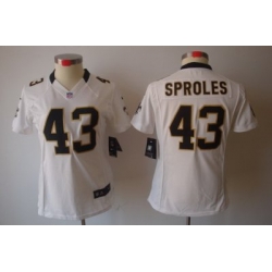 Women Nike New Orleans Saints #43 Darren Sproles White Game LIMITED Nike NFL Jerseys