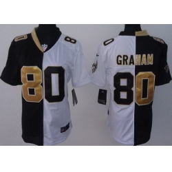 Women Nike New Orleans Saints 80 Jimmy Graham Black White Split NFL Jerseys