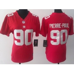 Women Nike New York Giants 90 Pierre-Paul Red LIMITED Jerseys