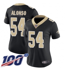 Women Saints 54 Kiko Alonso Black Vapor Untouchable 100th season Patch Jersey