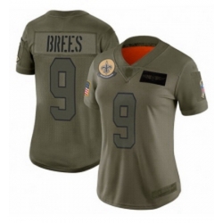Womens New Orleans Saints 9 Drew Brees Limited Camo 2019 Salute to Service Football Jersey