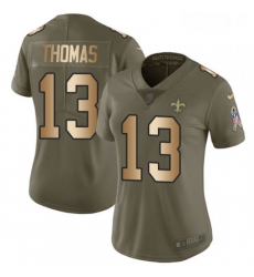 Womens Nike New Orleans Saints 13 Michael Thomas Limited OliveGold 2017 Salute to Service NFL Jersey