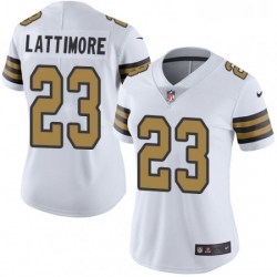 Womens Nike New Orleans Saints 23 Marshon Lattimore Limited White Rush Vapor Untouchable NFL Jersey