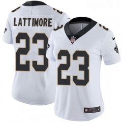 Womens Nike New Orleans Saints 23 Marshon Lattimore White Vapor Untouchable Elite Player NFL Jersey